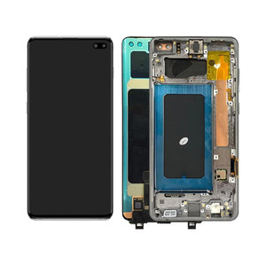 หน้าจอที่มีกรอบสำหรับ Samsung S10 Plus/ S10 + G975F /DS หน้าจอ LCD ทัชสกรีนดิจิไทเซอร์พร้อมกรอบ