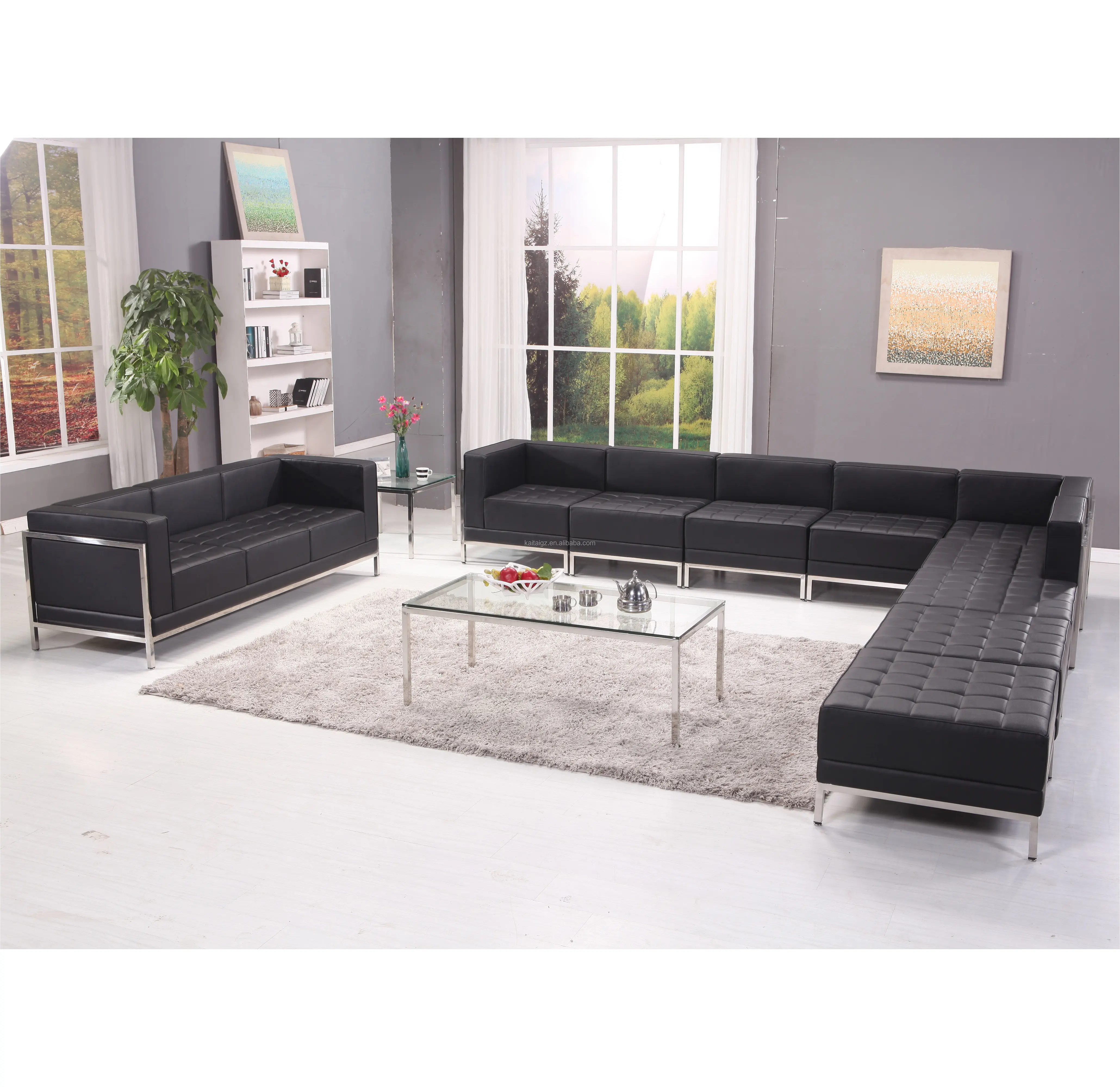 Design moderno ufficio divano componibile divano ad angolo set Pouf K816