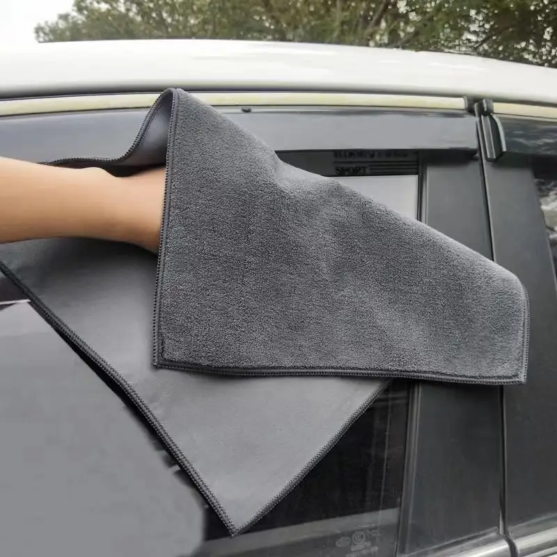 1 pièce, serviette de nettoyage Double face sans rayures, matière solide absorbant l'eau, séchage en microfibre pour voiture