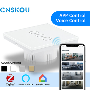 EU /UK Voice <strong>Control</strong> Google Home <strong>Automation</strong> <strong>System</strong> 1/2/3Gang Glass Zigbee No Neutral Efficient Light Tuya Smart Solution Switch - Product Image 6