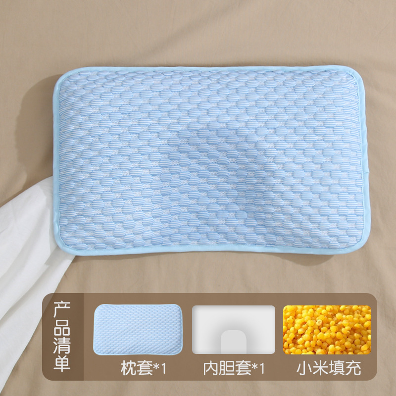 Oreiller de millet haricot frais bleu ciel