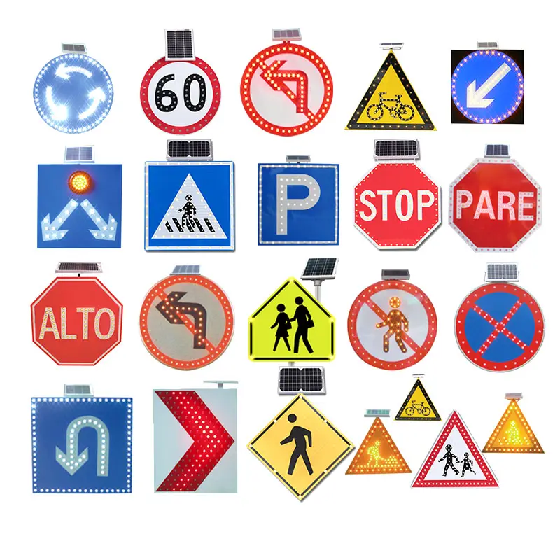 Señal de tráfico personalizada con energía Solar Led Stop Road Traffic Signs Light parking señal de tráfico