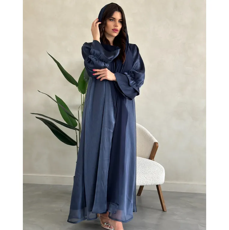 Custom Front Open Gradient Ramp Elegant Ramadan Modest Prayer Robe Muslim Abaya Dubai Islamic Clothing