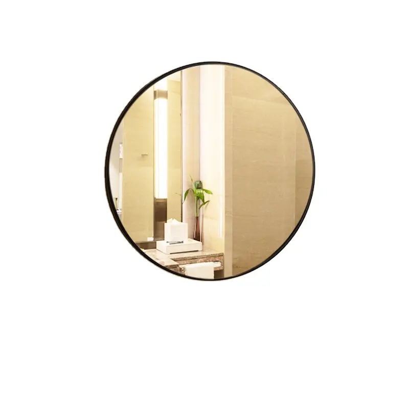 Nordic minimalist bathroom mirror with storage rack, circular mirror in bathroom, makeup mirror in bathroom