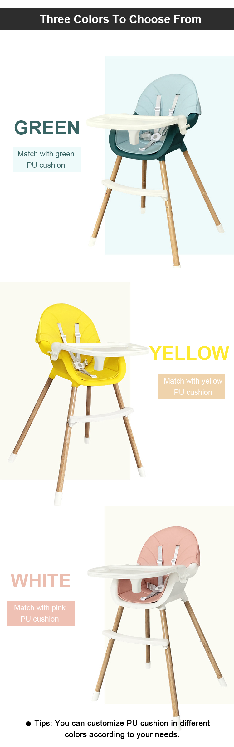 2021 Baby Feeding Chairs Children Play Table Dining High Leg Chair