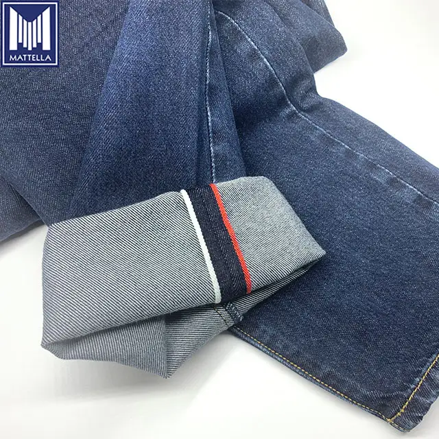 Indigo Web kante Wrangler Jeans aus Baumwoll-Denim-Stoff Color Blocking Web kante maßge schneiderte kostenlose Muster Denim Jeans