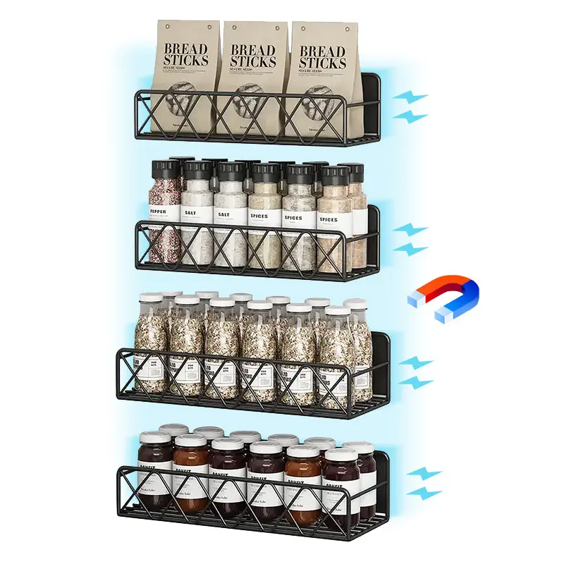2024 Novos Produtos Acessórios de Cozinha 2 3 4 5 Tier Pack Móvel Geladeira Magnética Spice Racks Organizador Titular Wall Mounted