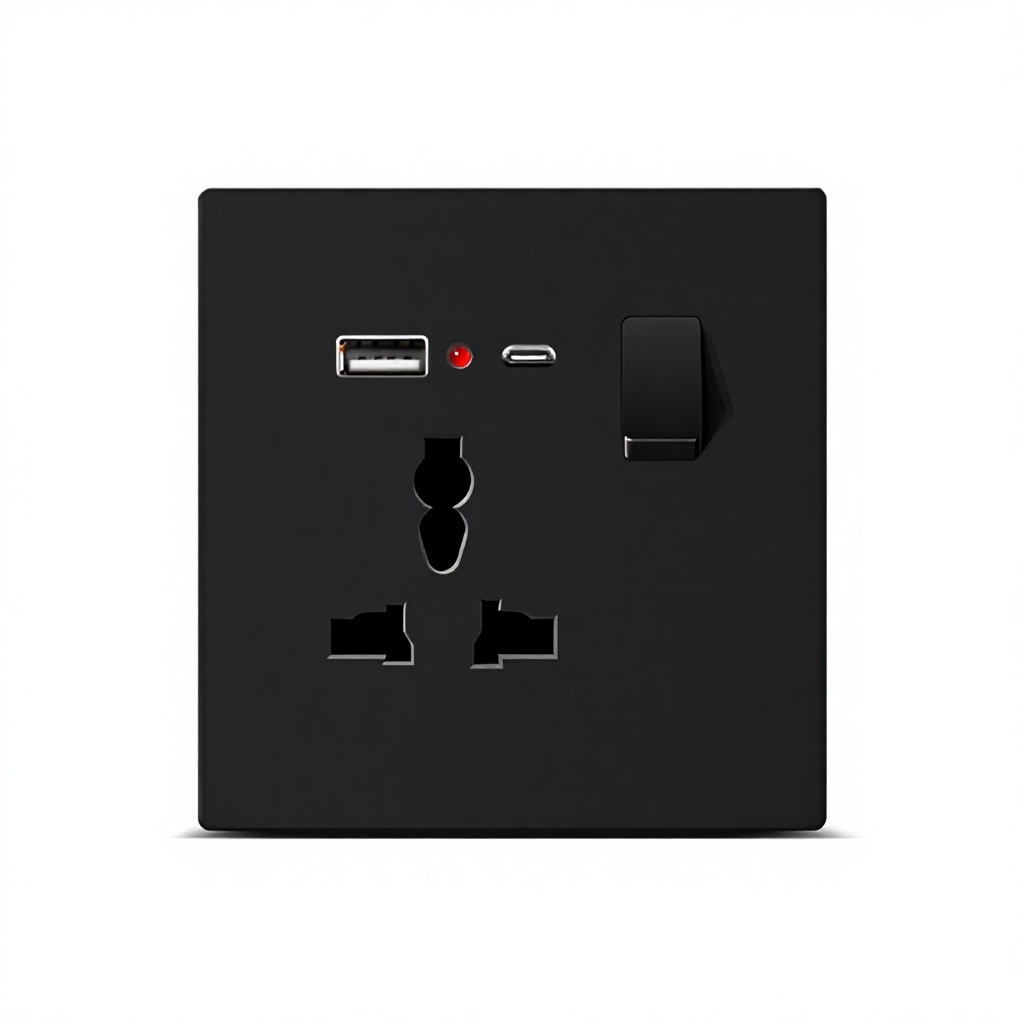 Un interruptor con puerto tipo c de 3 orificios