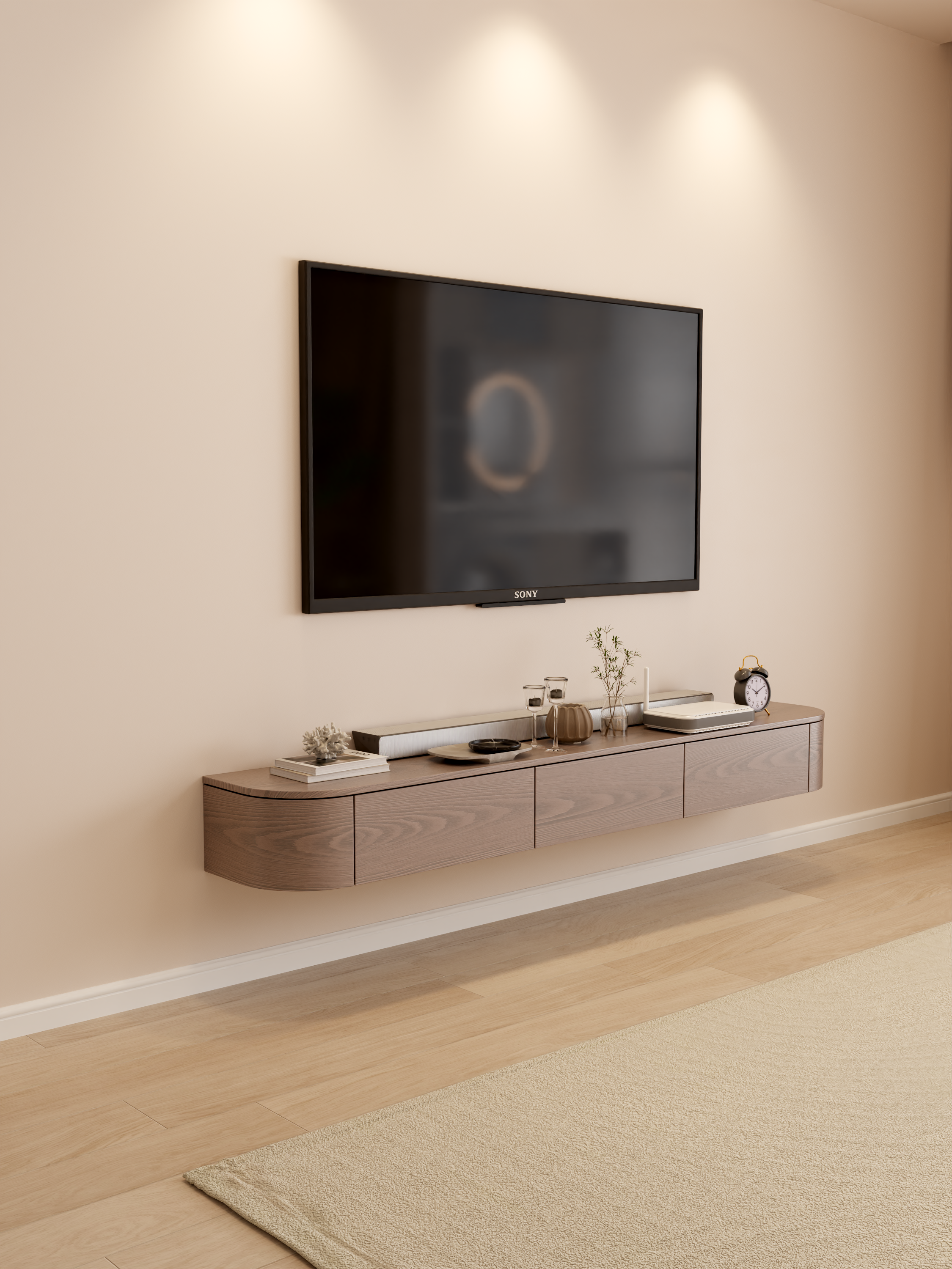 Mueble de TV de madera maciza de 1,8 m