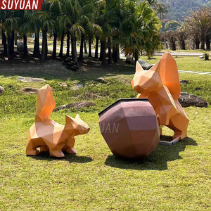 Açık dekorasyon için Modern sanat paslanmaz çelik sincap Sculpture-3D döküm hayvan heykeli - Product Image 6