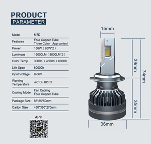 Satılık H4H7H11H13 2025 yeni tasarımlar üç renk mobil kontrol App Led far lambaları - Product Image 5