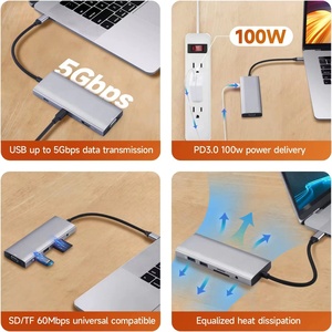 新款9合1 USB C集线器，带音频PD Vag USB 3.0多功能坞站适配器，适用于MacBook Pro - Product Image 5