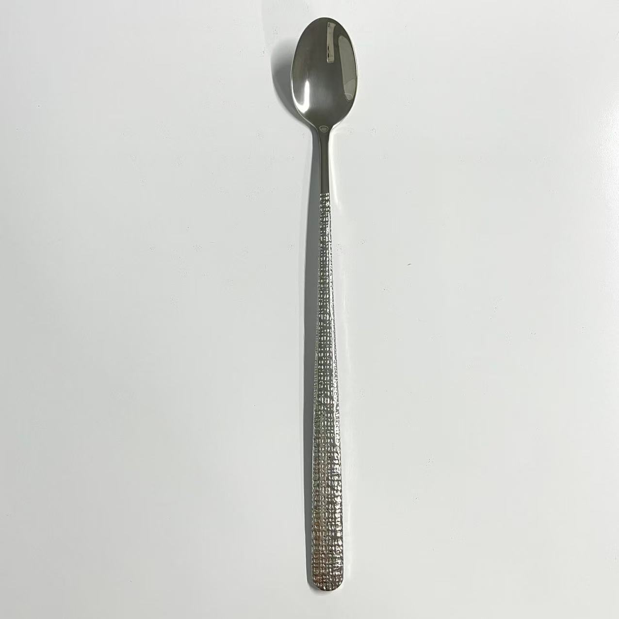 304 Cuillère à glace longue à motif de pierre élégante - Argent