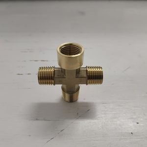 Brass Pipe Fitting <strong>Cross</strong> 1/4'' NPT Male <strong>X</strong> Male <strong>X</strong> Male <strong>X</strong> Female 1/4'' NPT 4 Way Pneumatic Fitting - Product Image 2