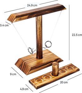 PUSELIFE Toss <strong>Game</strong> Ring Toss with Shot Ladder Fun Battle Hook and Ring <strong>Game</strong> Handmade Wooden Interactive <strong>Game</strong> for Home Party - Product Image 6
