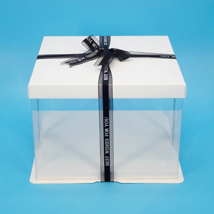 Logotipo personalizado boda Favor plegable transparente del animal doméstico caja de paquete para pastel regalos