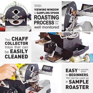 Yoshan100Gガス熱風自動タッチスクリーンラボショップホームミニサンプル豆焙煎機アプリコントロール付きコーヒーロースター - Product Image 3