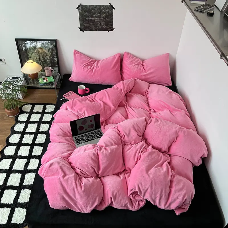 Internet Celebrity Hot Style engrosada cálida y suave sábanas edredón algodón 3D impreso juego de cama