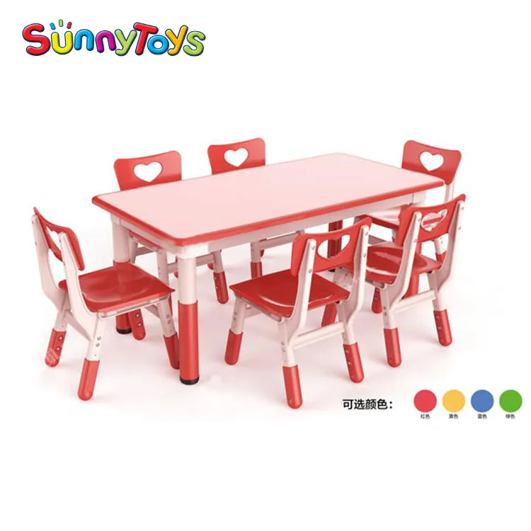 أثاث المدرسة الاطفال البلاستيكية طاولة ومقاعد خشبية رياض الأطفال طاولة وكرسي مجموعة