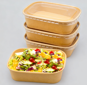 Biologisch Afbreekbare 500Ml 750Ml 1000Ml Wegwerpcontainer Witte Kraftpapier Vierkante Saladebakjes - Product Image 1