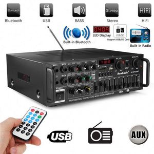 Amplificador de 4 entradas de micrófono Mezclador de audio profesional para el hogar del automóvil con 4 entradas de micrófono y potentes graves Subwoofer para Karaoke en casa - Product Image 4