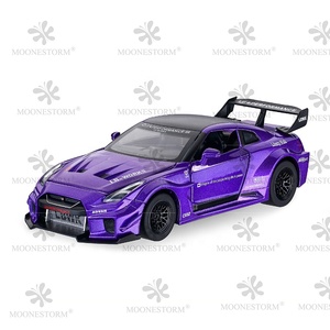 รถโมเดล GT-R หลายสีพร้อมเสียงและแสงรถเหล็กขนาด 1/32 ของเล่นรถโลหะแบบดึงกลับได้ - Product Image 4