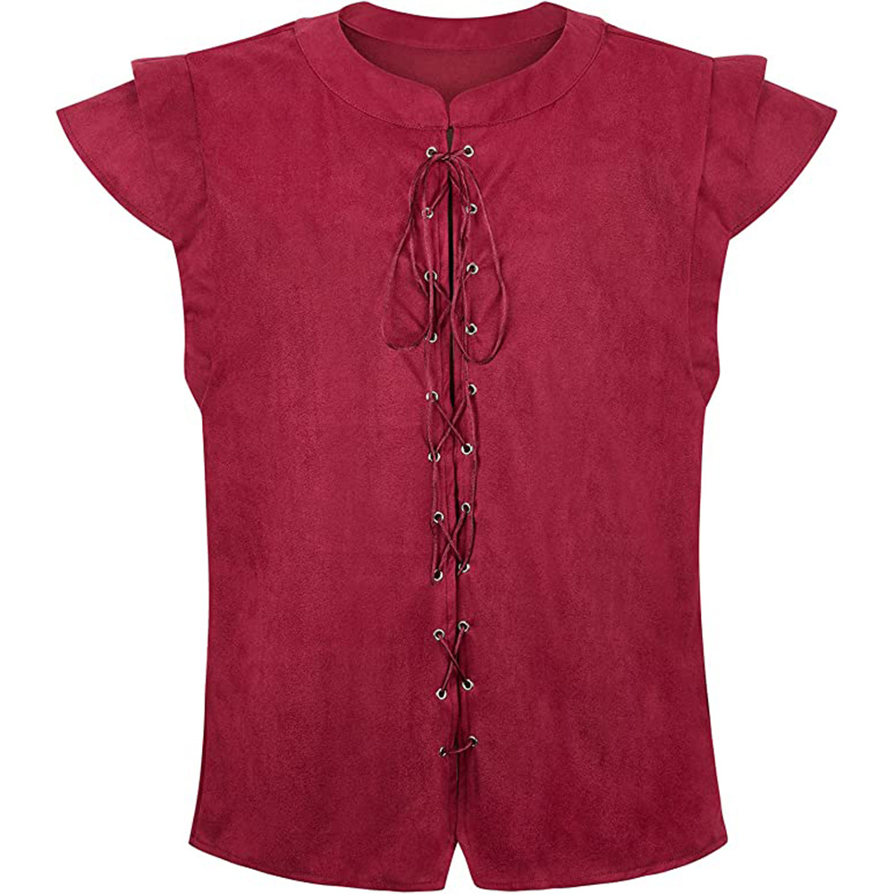 Chaleco de ante color rojo vino con cordones