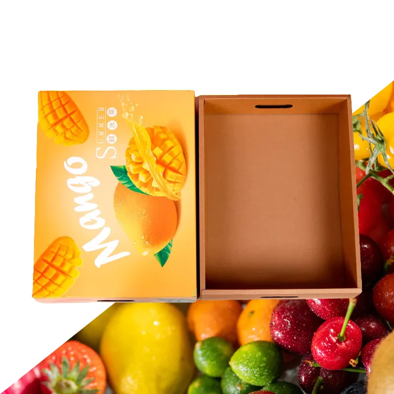 Caja de cereza corrugada con impresión de cartón de frutas y verduras con envío personalizado OEM para embalaje de exportación