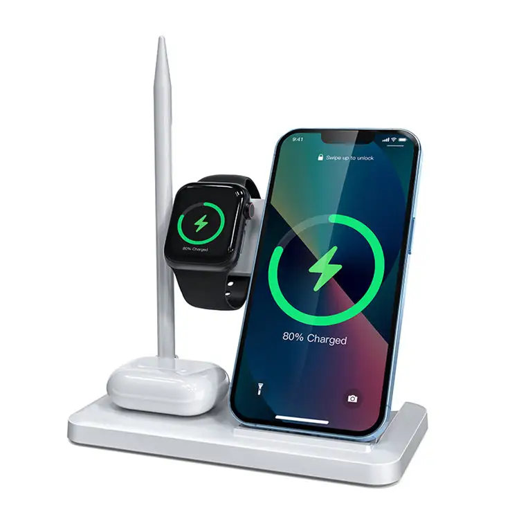 Universal Qi 15W Cell Phone Ladestation Handy 4 IN 1 Foldable Wireless Charger Dock Station For iPhone Apple Watch And Airpods