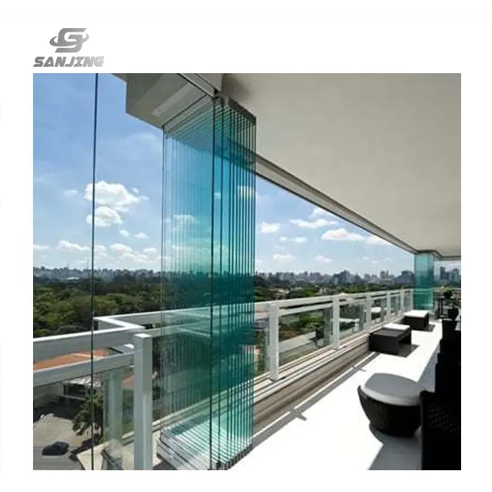 Finestra pieghevole in alluminio vetro temperato senza cornice porte in vetro fisarmonica bi finestre pieghevoli vetro verticale senza cornice