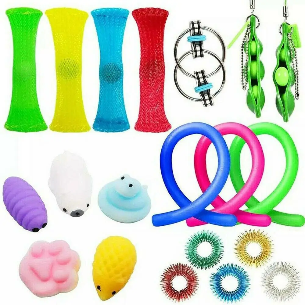 Giocattoli di corda elasticizzata per noodle in gomma morbida per alleviare lo stress sensoriale visivo a colori incrociati giocattoli di decompressione per sfiato fai da te