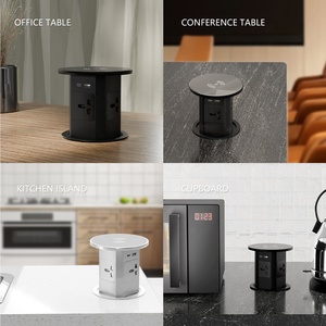 Toma de elevación Manual de fabricación con puertos USB, carga inalámbrica, toma de escritorio hidráulica del Reino Unido, toma emergente utilizada en la cocina - Product Image 3