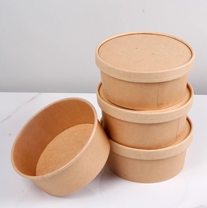 Ebelee 16Oz 500Ml Tùy Chỉnh In Giấy Kraft Bát Thức Ăn Nhanh Container Cho Súp Salad Mì Ăn Liền Với PP Nắp Takeaway - Product Image 5