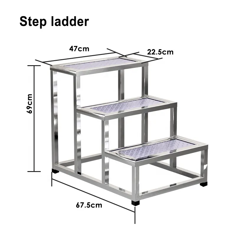 3 storey Step ladder 304 Stainless Steel Portable Patient Surgical Medical Hospital Step Stool H21.16 inch