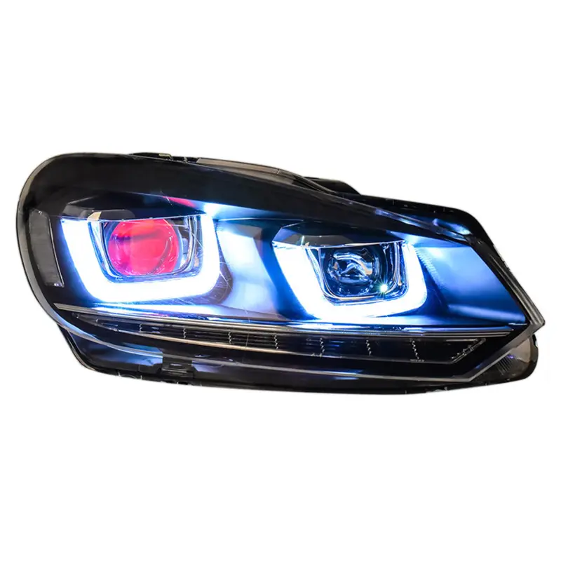 Acessórios do carro HID Xenon farol LED DRL farol para Volkswagen Golf 6 2010-2014 cabeça lâmpada Assembleia