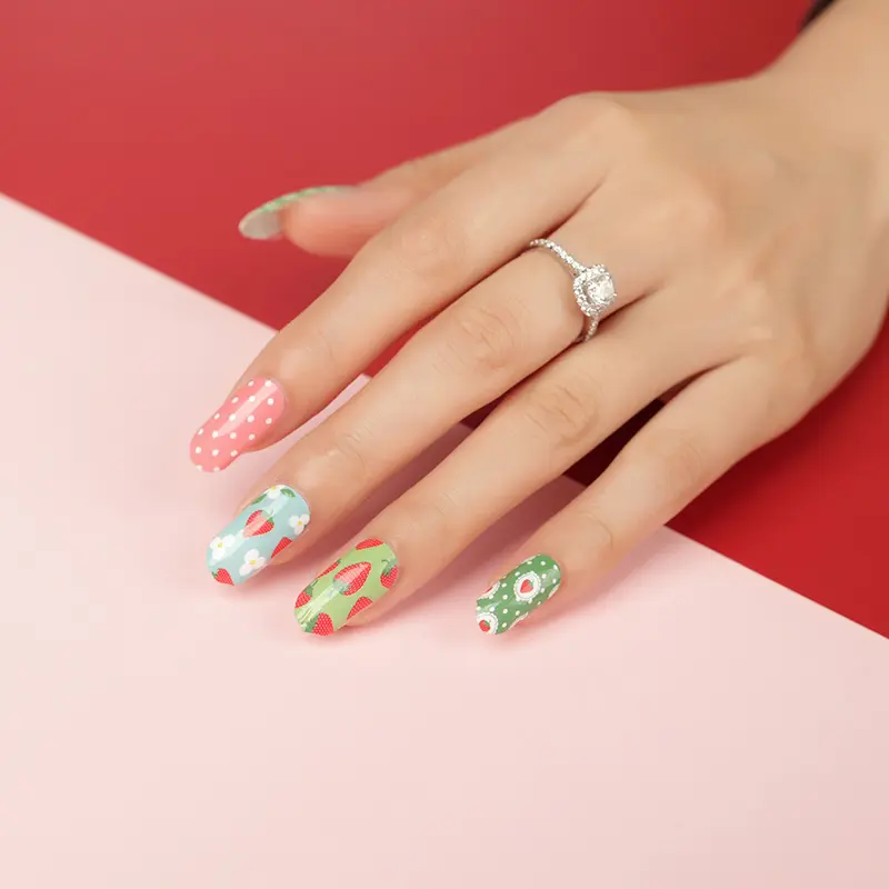 Logo personalizzato cute fruit Nail Art wraps adesivi per smalto per unghie in stile coreano