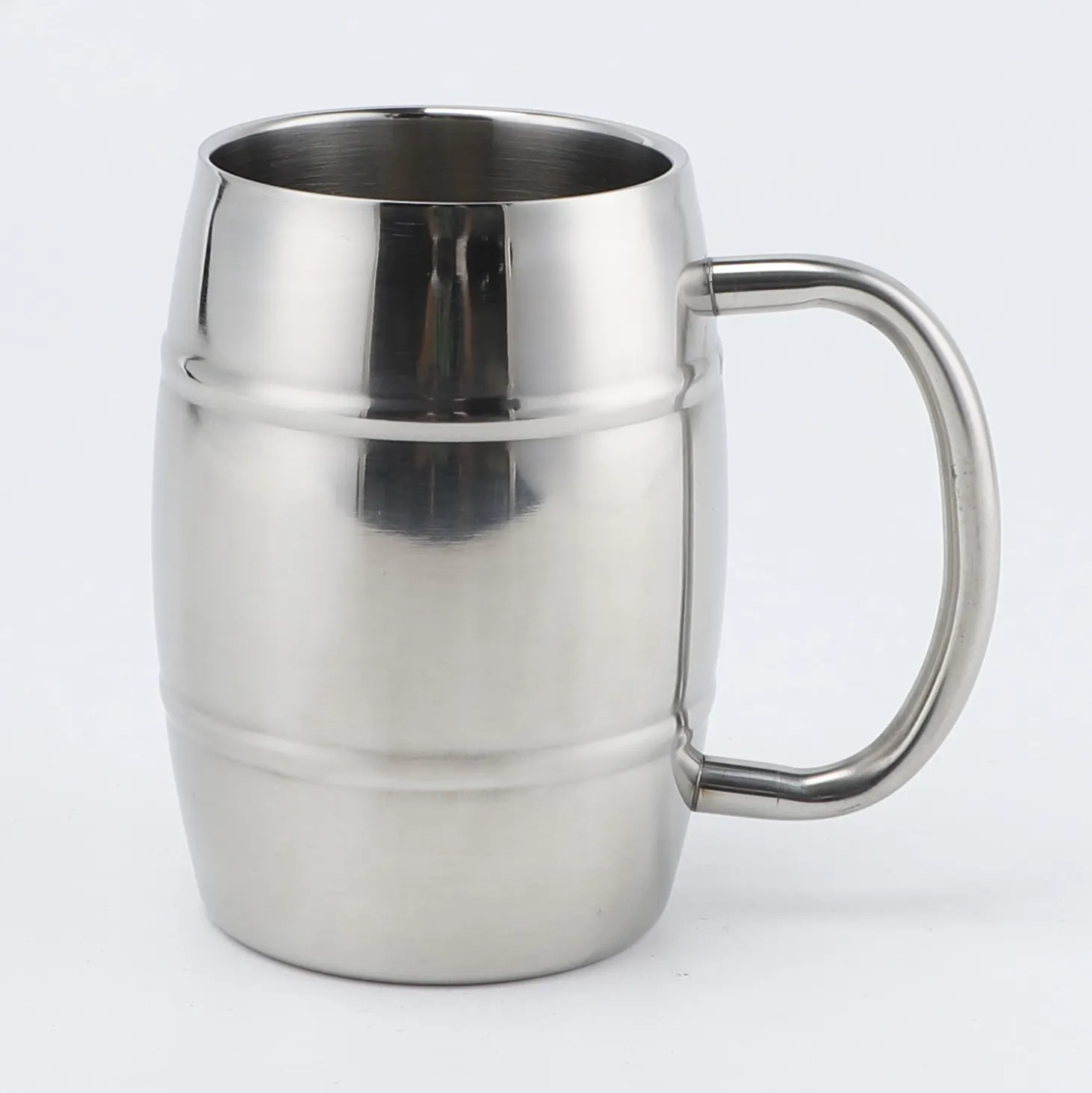 450Ml Dubbele Wand Geïsoleerd Cup Roestvrijstalen Mokken Bier Mok Tankard Met Handvat