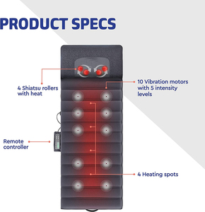 Phenitech <span class=keywords><strong>Massage</strong></span> matte mit Wärme 10 Motoren Vibrations <span class=keywords><strong>massage</strong></span> Matratzen auflage mit 2 Heizkissen für Rücken, Ganzkörper <span class=keywords><strong>massage</strong></span> gerät - Product Image 5