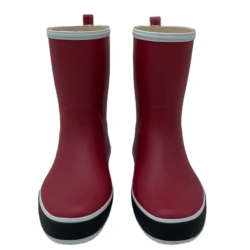 Chaussures en caoutchouc imperméables et personnalisées pour femme, bottes de couleur rouge vin à la mode pour la saison des pluies