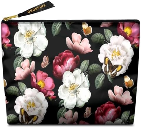Black floral-makeup bags