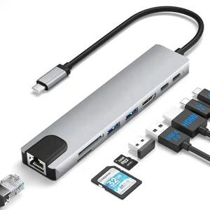 8-In-1 <strong>USB</strong> <strong>Type</strong> <strong>C</strong> Hub Multiport <strong>Adapter</strong> Hub Dock 8 in 1 <strong>USB</strong> <strong>C</strong> <strong>Type</strong> <strong>C</strong> Hub With 4K HDTV HDMI <strong>USB</strong> 3.0 SD TF Card Reader PD Charging - Product Image 1