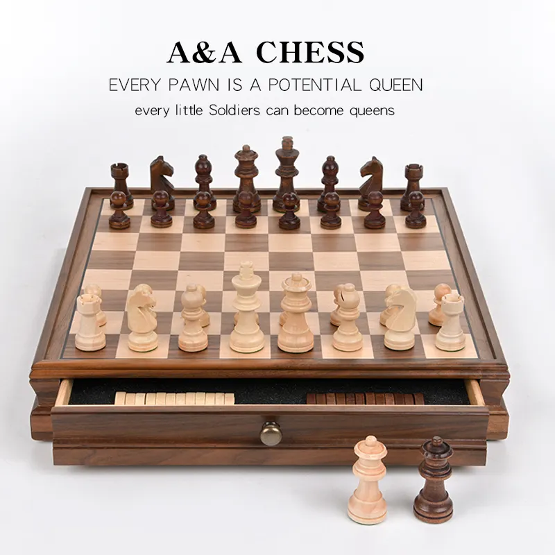 Ahşap satranç seti katlanır manyetik büyük tahta taşınabilir seyahat satranç tahtası bulmaca oyun oyunu çocuklar ve yetişkinler için