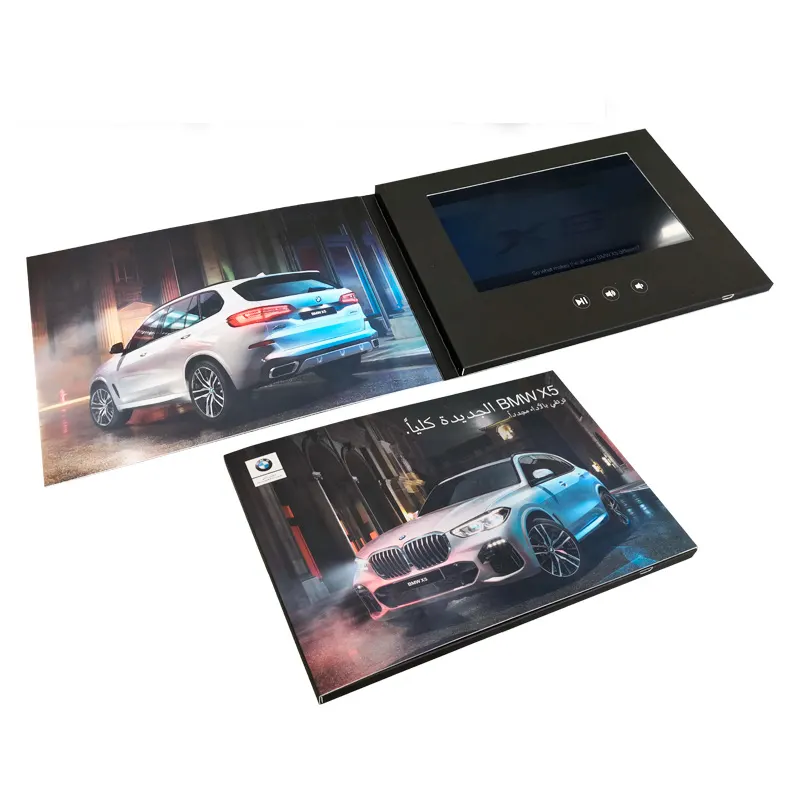 7 inch video brochure for advertising, best sell video book of 7 inch IPS LCD, factory video gift greeting box