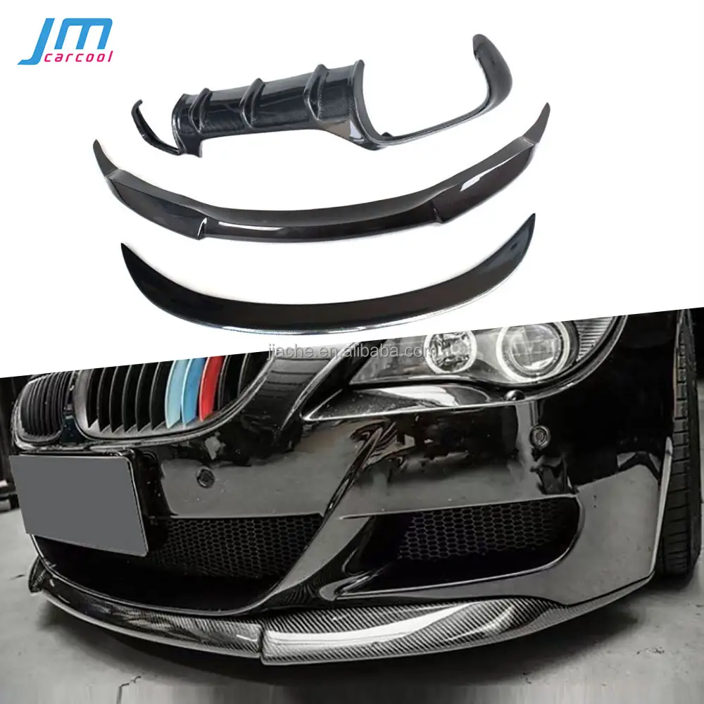 3 pcs/set Amortecedor Frontal Lip Difusor Traseiro Spoiler De Fibra De Carbono para BMW Série 6 E63 E64 M6 2006-2010 FRP Body Kit Padrão