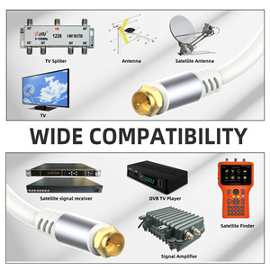 Fabrika fiyat RG6 koaksiyel kablo ile f-tipi konnektörler Set yüksek hızlı Internet dijital TV anteni uydu kablosu uzatma tel - Product Image 6