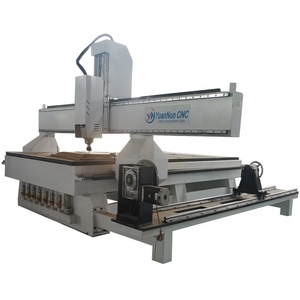YN 1325 JiNan 3 ejes 4 ejes 3D columna MultiCam Cnc enrutador talla de madera máquina de corte con accesorio giratorio para la venta - Product Image 6
