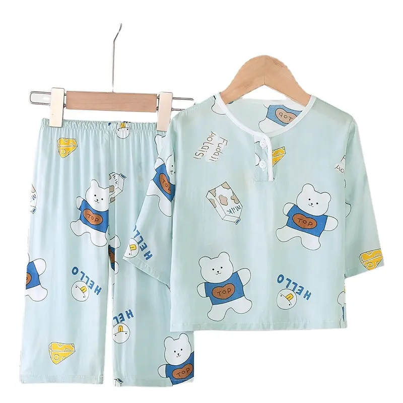 Cartoon traje personagem pijamas para meninos casa desgaste conjunto para crianças pijamas verão