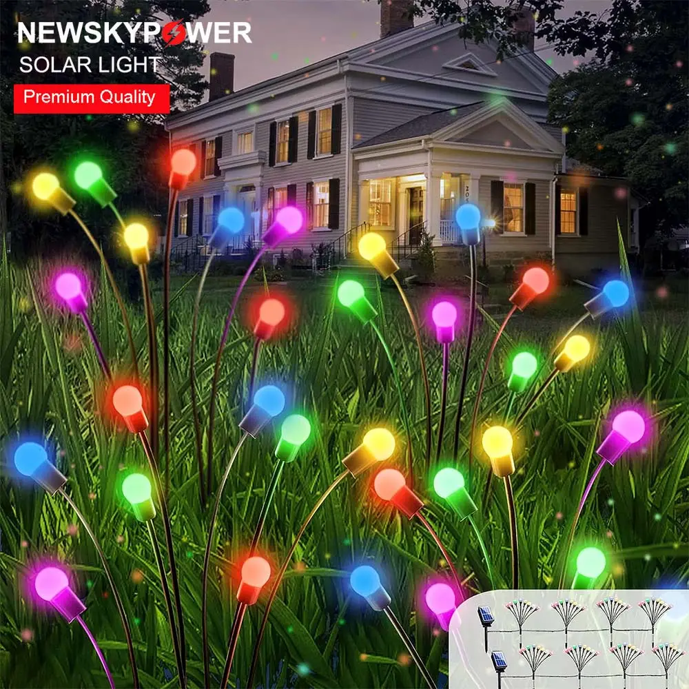 Giardino paesaggio pianta fiore decorativo 4 Pack 32 globi LED lucciola luce solare