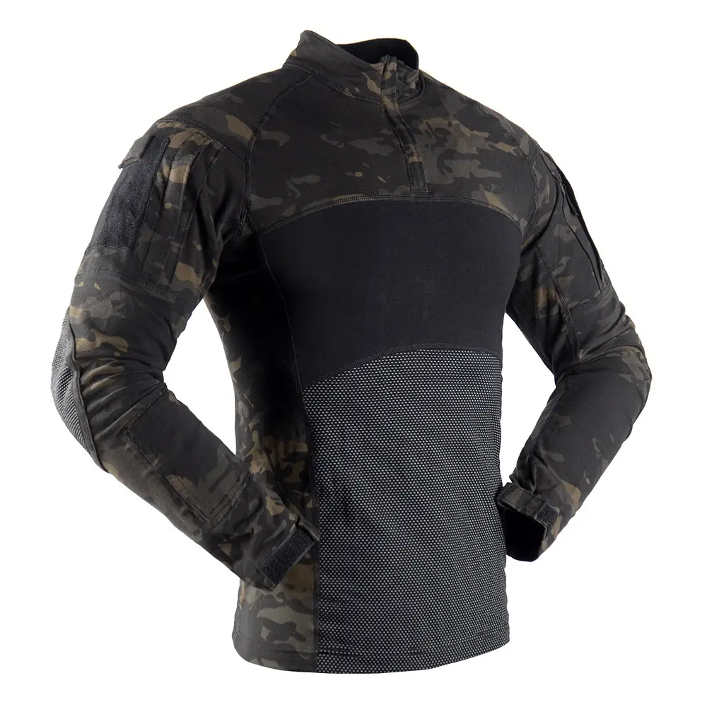 Costume da rana personalizzato a manica lunga sportiva all'aperto Top nero CP Camouflage maglia uniforme
