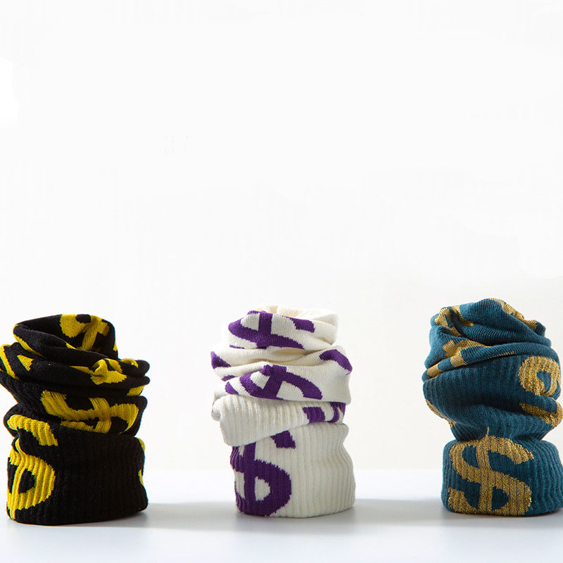 Wholesale Custom Designer Crew Cotton Winter Socks Dollar Pattern Socks Unisex
